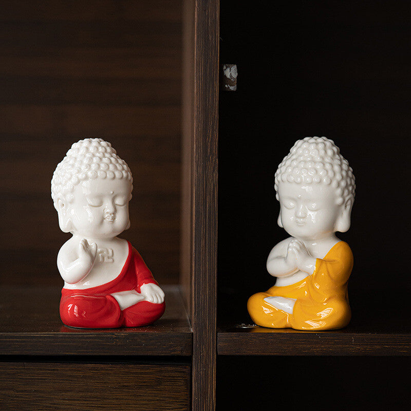 Ceramic Artware Buddha Statue Small Size Handmade China Table Ornament Tea Play