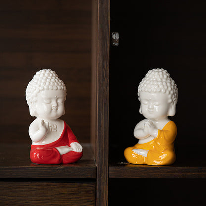 Ceramic Artware Buddha Statue Small Size Handmade China Table Ornament Tea Play