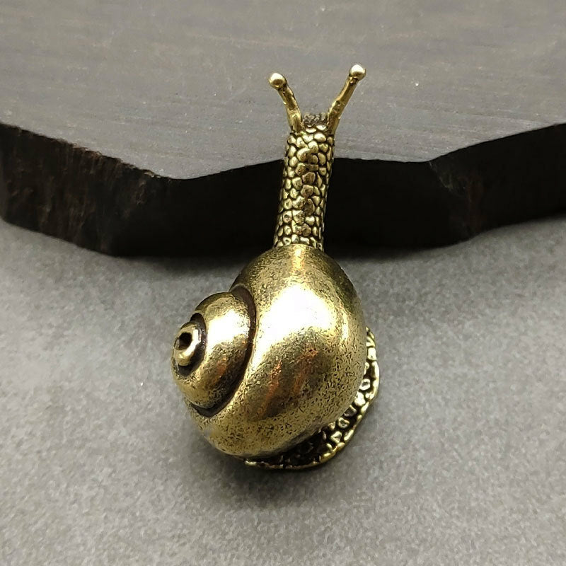 1.73" Solid Copper Snail Trinket Tea Pet Ceremony Antique Bronze Model Figurines