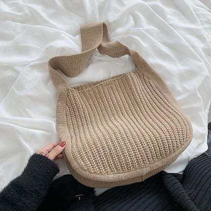 Shoulder Large Handbags Autumn Winter Knitting Shopping Handle Women Shopper Bag