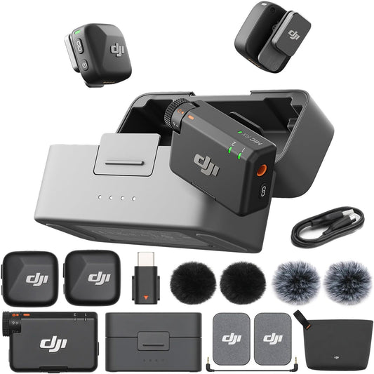 DJI Mic Mini (2 TX + 1 RX + Charging Case) Wireless Microphone for iPhone/Camera