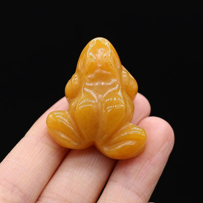 Frog Statue Figurine Natural Stones Hand Carved Ornament Healing Crystal 30x38mm