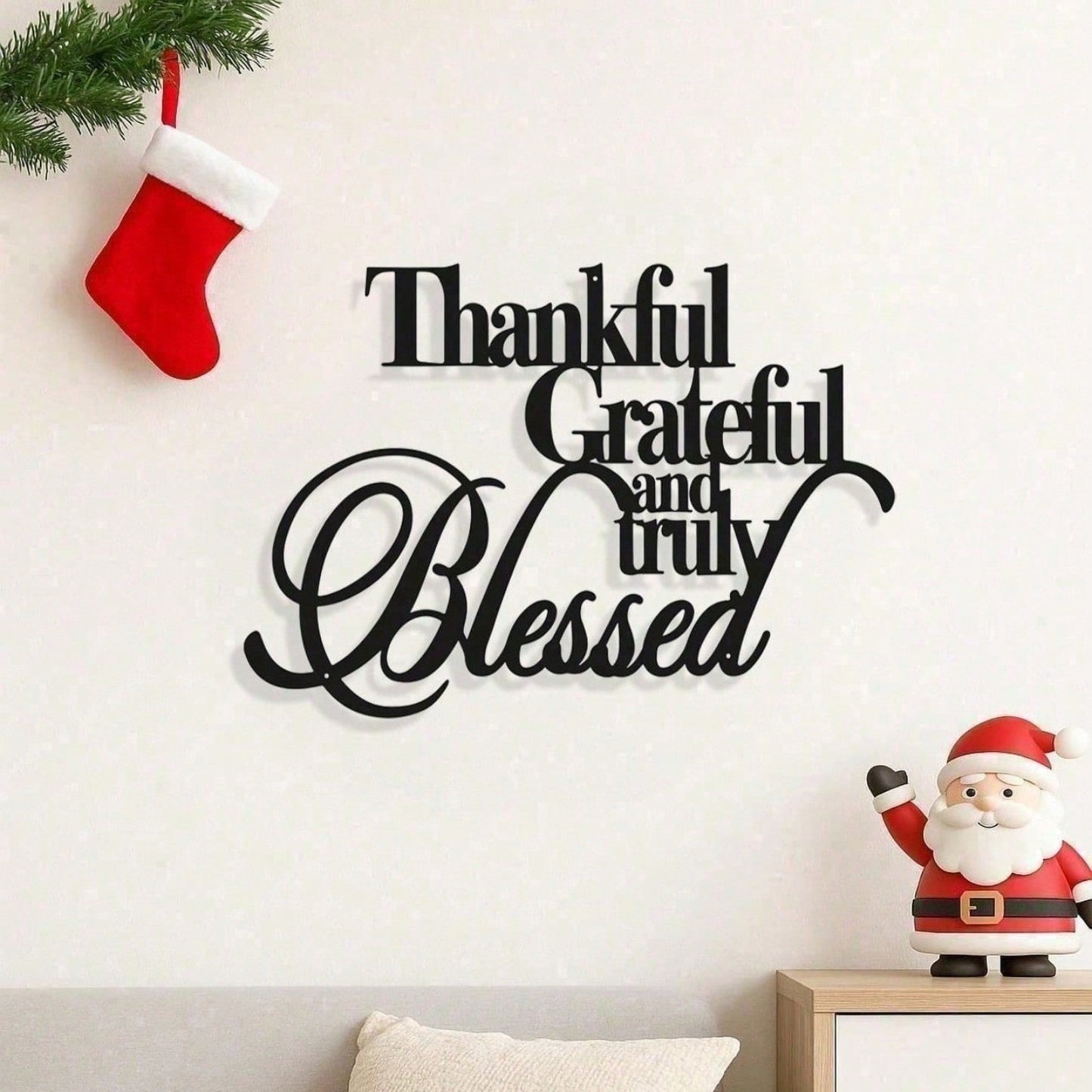 CIFbuy Grateful Blessed Metal Wall Sign Bible Verses Rustic Farmhouse Decor