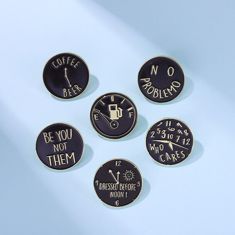 Punk Letter Enamel Pin Lapel Collar Pin Corsage Round Brooch Bag Hat Accessories