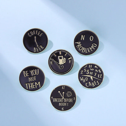 Punk Letter Enamel Pin Lapel Collar Pin Corsage Round Brooch Bag Hat Accessories