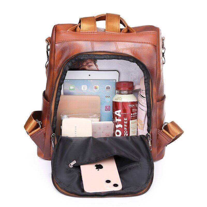 Backpack Fashion School Bags Leisure Genuine Leather Shoulder Bag Vintage Zipper