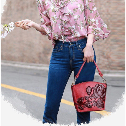 Messenger Leather Shoulder Bag Crossbody Vintage Purse Embossed Tassel Shell Bag