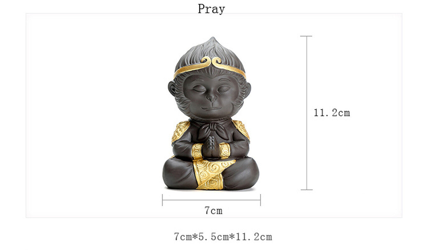Chinese Purple Clay Kung Fu Tea Set Tea Pet Monkey King Tea Accessories Home Pet