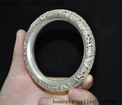 old Chinerse Tibetan silver jewelry Bracelet bangle wristlet circlet wristband