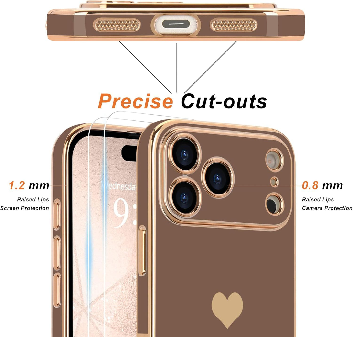 for Iphone 17 Pro Max Case with Screen Protector [2 Pack] Girl Women Cute Girly