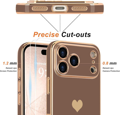 for Iphone 17 Pro Max Case with Screen Protector [2 Pack] Girl Women Cute Girly