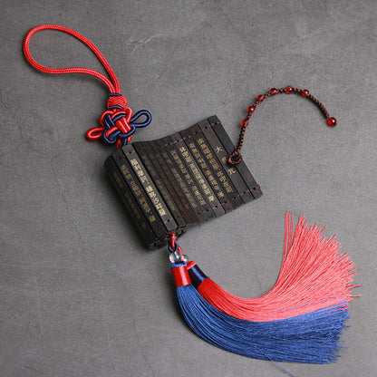 Car Pendant Scripture Heart Sutra Bamboo Slip Tassel Home Feng Shui Lucky Decor