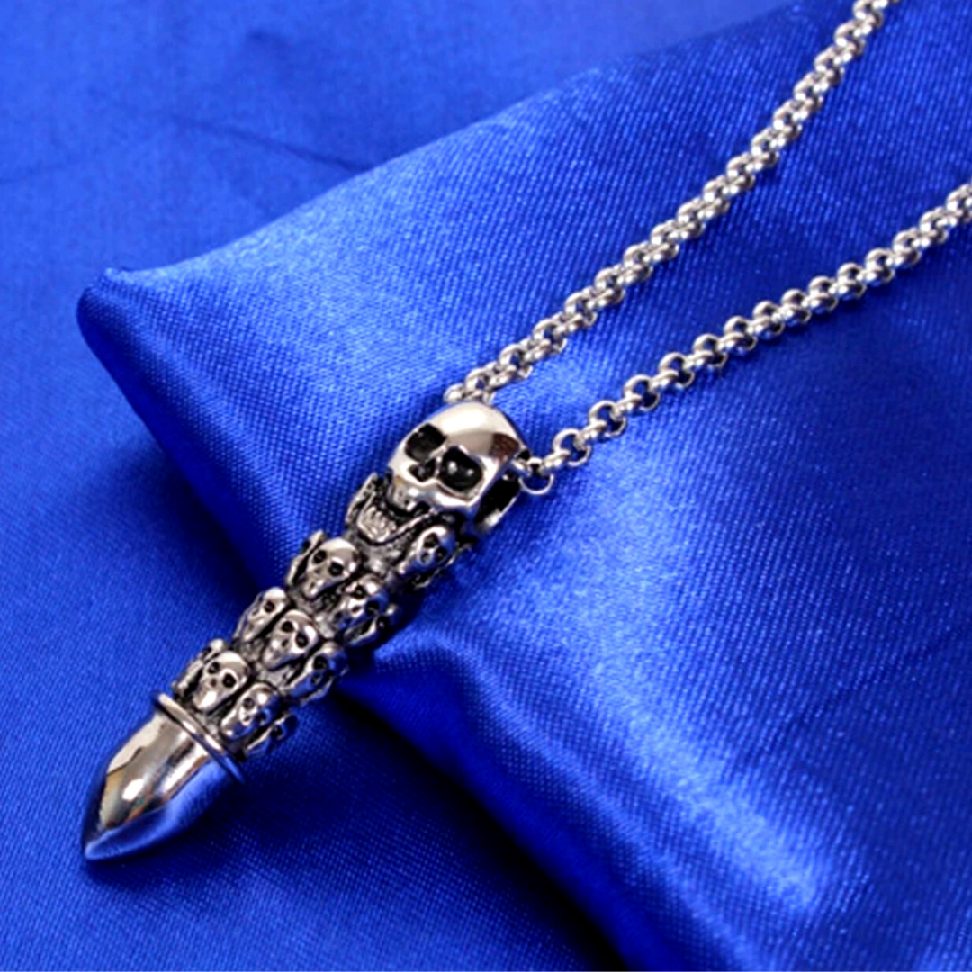 Cadena Bala de Calavera para Hombre Mujer Collar de Acero Inoxidable Lujo
