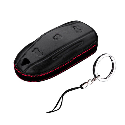 Protector Genuine Leather Car Key Cover Bag With Chain For Tesla Model S Fob