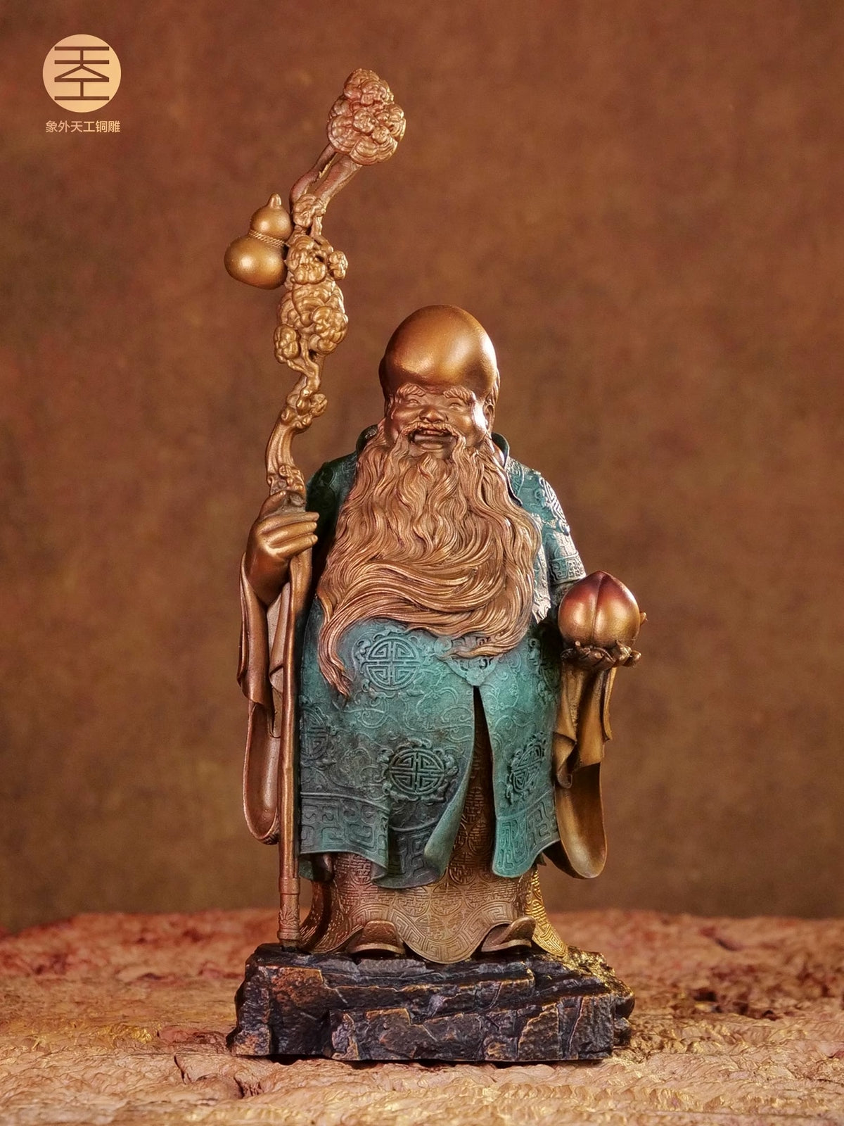 Brass Chinese God Longevity Statue Immortal Figure Artwork Home Decor Gift