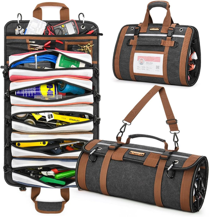 Roll Up Tool Bag Organizer 5 Detachable Bags Portable Outdoor Gear Hand Tools