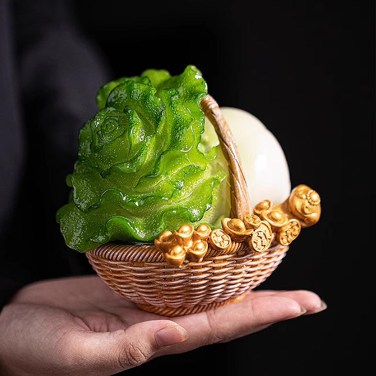 Chinese Cabbage Color Chang Resin Tea Pet 13.1cm Tea Play Kung Fu Tea Tray