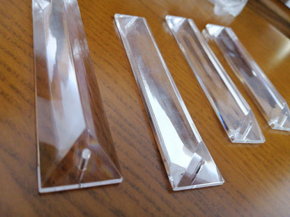 10Pcs 4" Acrylic Crystal Prism Chandelier Lamp Parts 2Holes Prism Part Pendant