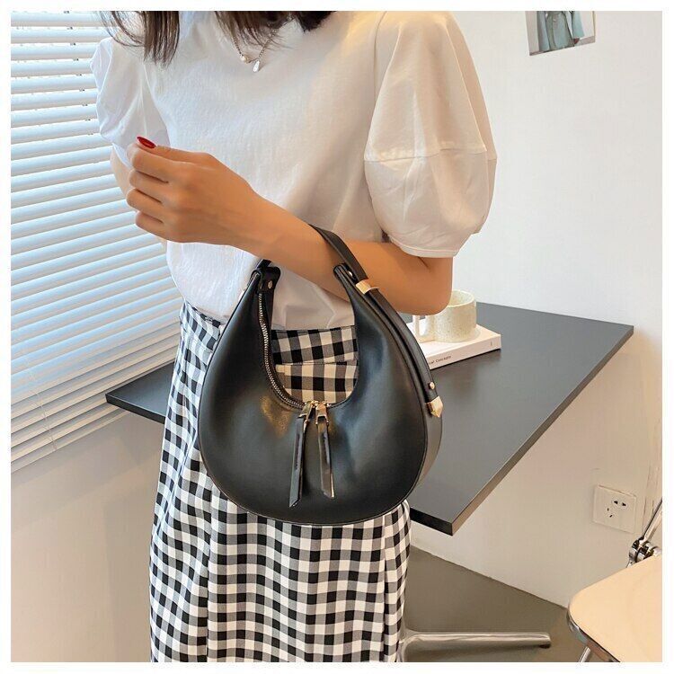 Handbags Women PU Leather Shopper Half Moon Purse Women Totes Bags