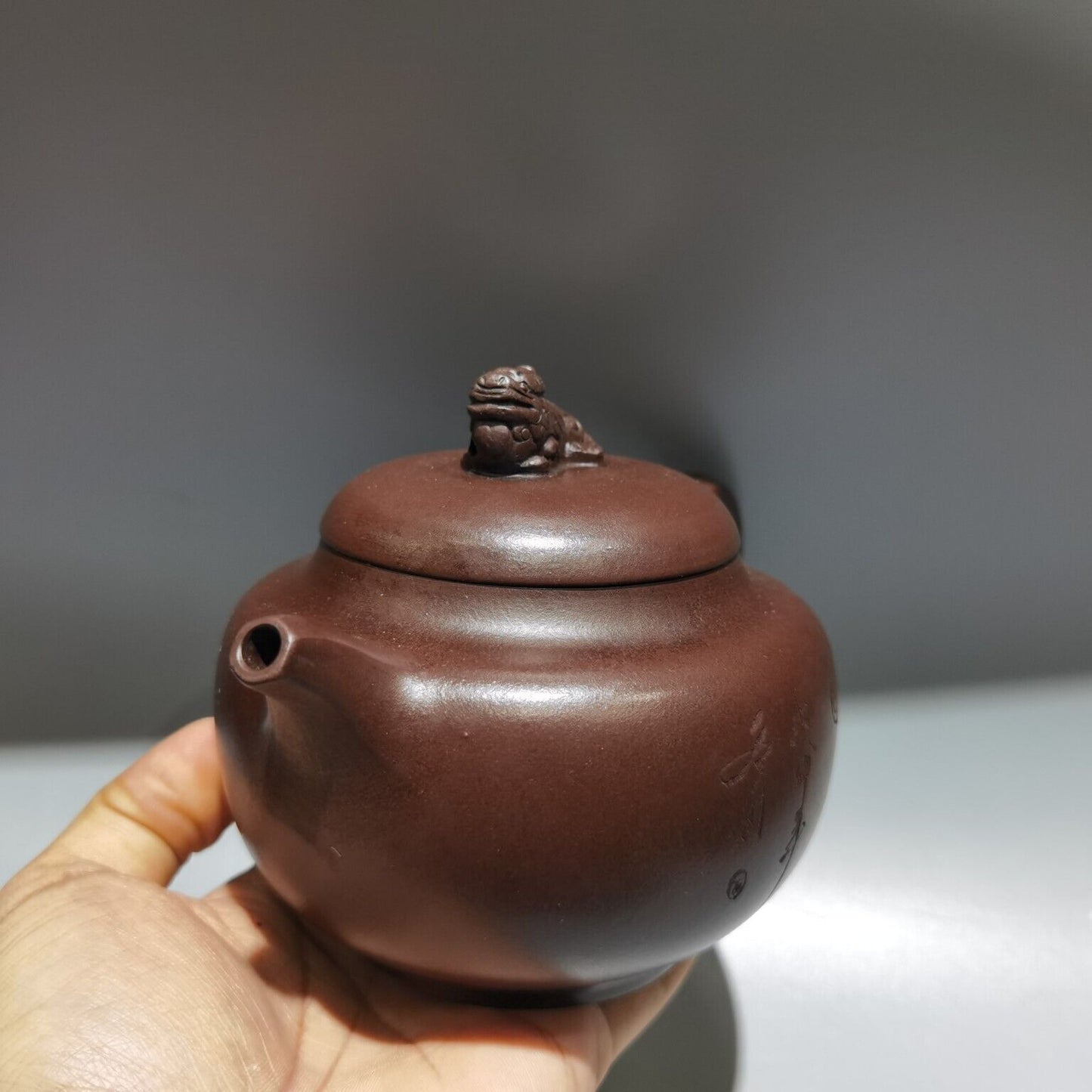 Vintage Chinese Yixing Purple Clay Teapot Zisha Ceremony Collectible Calligraphy