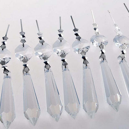 50 Clear Glass Crystals Chandelier Lamp Prisms Parts +38mm Hanging Drops Pendant