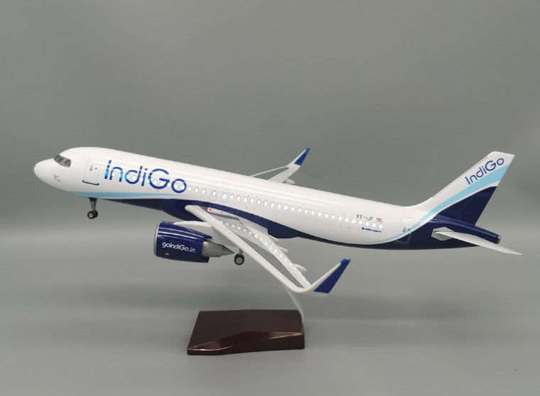 47CM Indigo AIRBUS A320neo Plane Led Sound-controll Light Resin Aircraft Model
