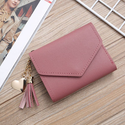 Fringed Wallet Synthetic Leather Three Fold Purse Card Purse Change Bags Pouches