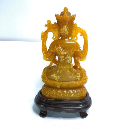 Antique Avalokiteshvara Gilded Statue Qing Dynasty Bodhisattva Guanyin Statue