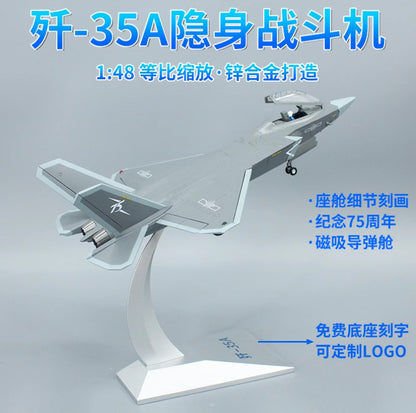 1:48 34CM J-35A Shipborne Fighter Jets Diecast Military Aircraft Airplane Model