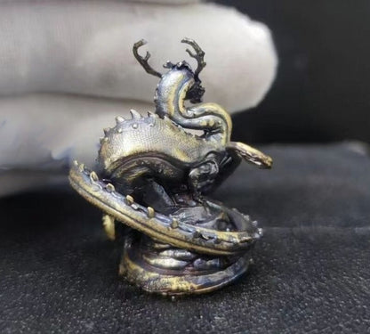 Brass Carved Chinese Dragon Statue Animal Feng Shui Decor