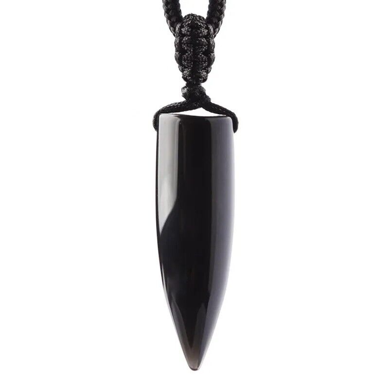 Men Necklaces Obsidian Bullet Pendants Rope Chain Pendant Fashion Punk Jewelries