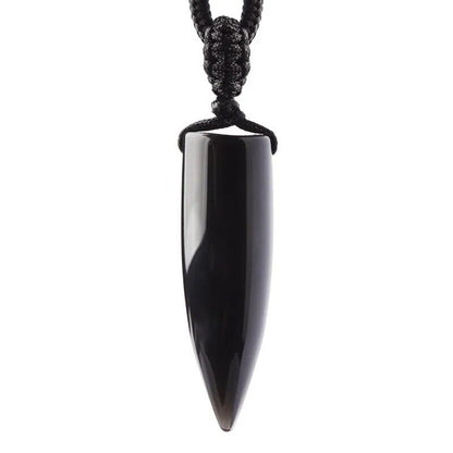 Men Necklaces Obsidian Bullet Pendants Rope Chain Pendant Fashion Punk Jewelries