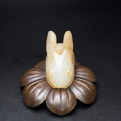 Certified Natural Hetian Jade Hand-carved Exquisite Rabbit Statues 31341