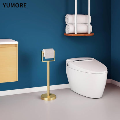 Toilet Paper Holder Free Standing, Stainless Steel Toilet Paper Stand, Weighted