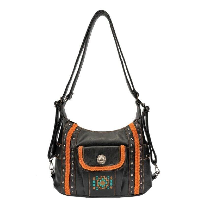 Celela Concealed Carry Embroidered Concho Studs Women Hobo Shoulder Bags Handbag