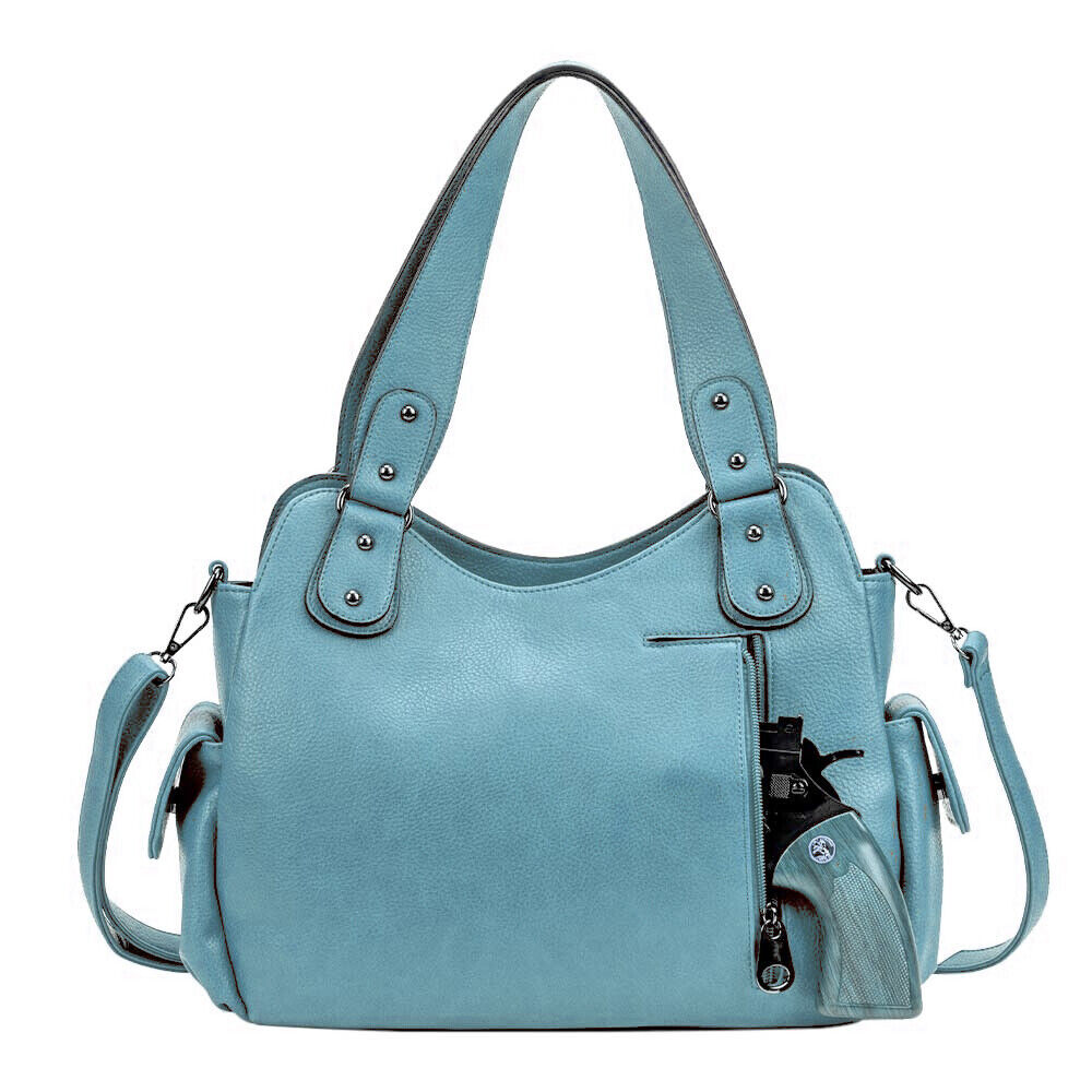 2x/set Concealed Women Shoulder Handbag Bag Turquoise Concho Stud Stitch Purse