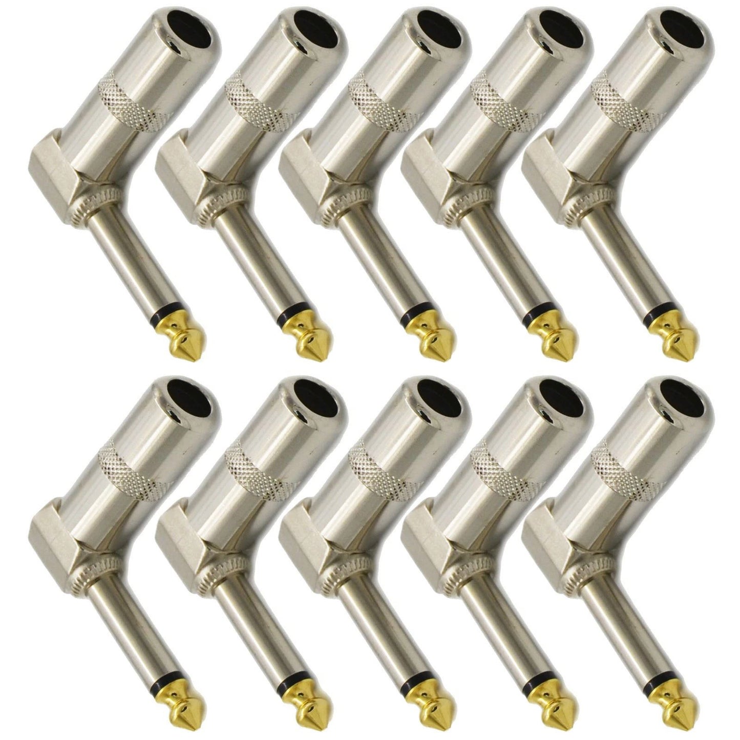 10PCS 1/4 TS Right Angle Mono Phone Plug ensures undistorted audio transmission