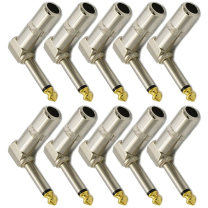 10PCS 1/4 TS Right Angle Mono Phone Plug ensures undistorted audio transmission