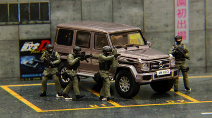 1:64 Scale Hong Kong police S.D.U. Team Figure 4pcs for 1/64 Diorama Car Model