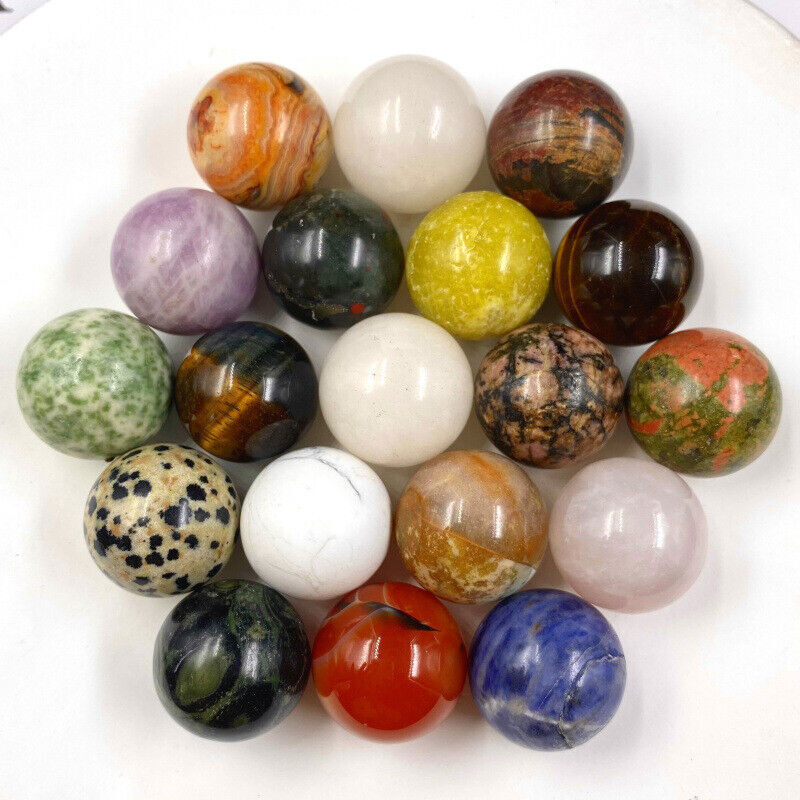 20pcs 20mm No Hole Natural Gemstone Round Ball Healing Sphere Stones Decor