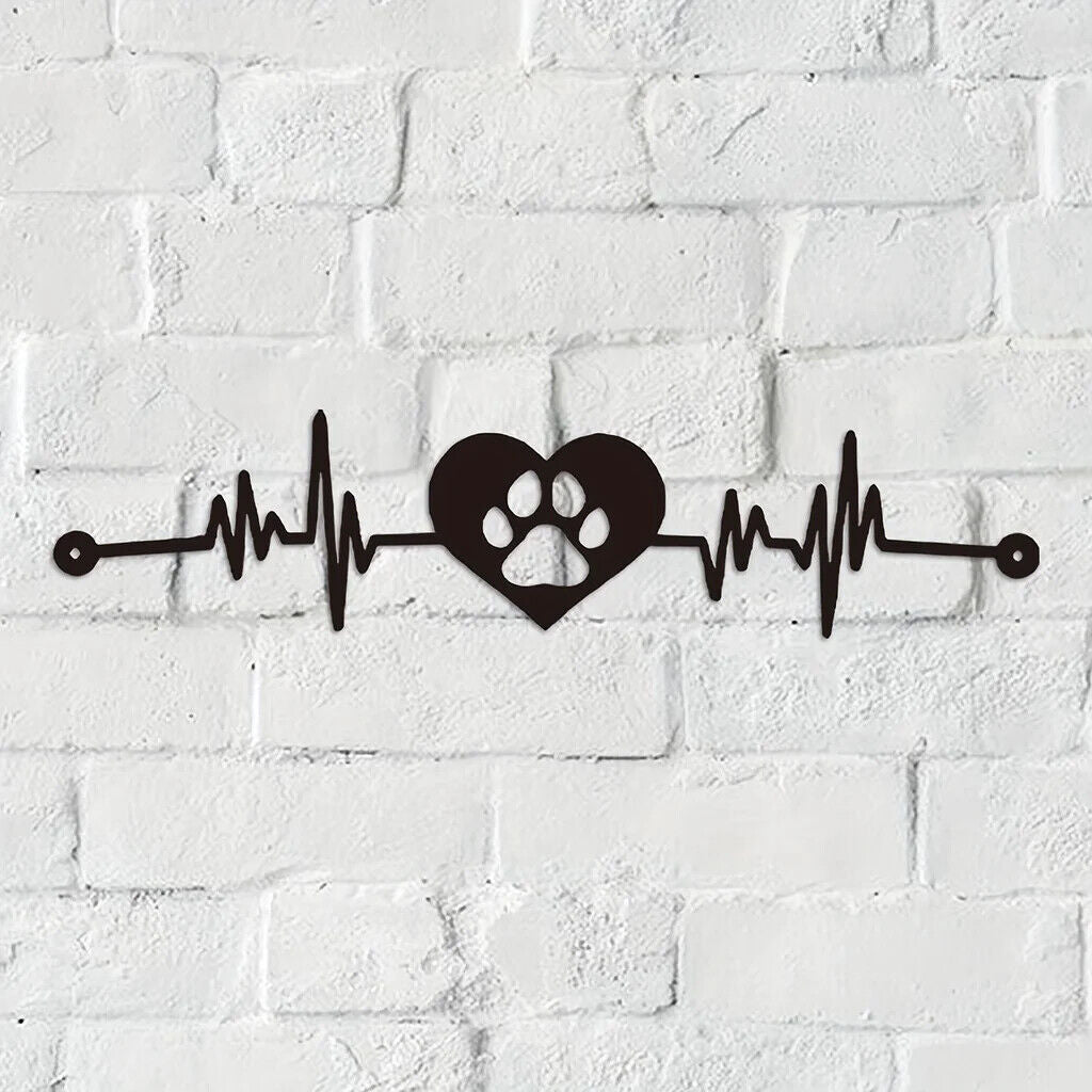 Pet Lovers Heartbeat Metal Sign - Wall Decor for Home, Garden, and Office