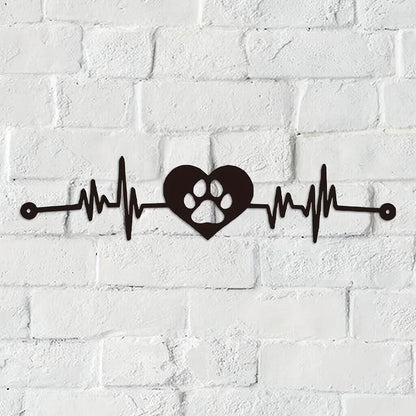 Pet Lovers Heartbeat Metal Sign - Wall Decor for Home, Garden, and Office