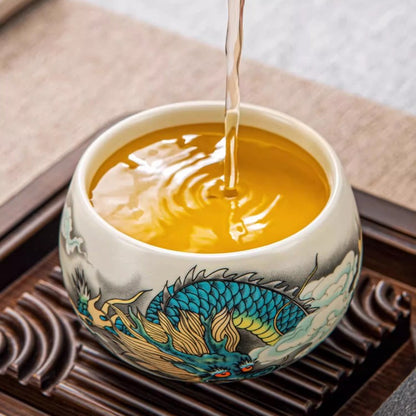 140ml Ceramics Ru Kiln Teacup Master's Cup Tea Set Tea Tasting Cup Retro Chinese