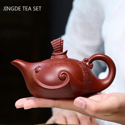 Yixing Handmade Tea Pot Sailboat Shape Purple Clay Teapot Beauty Kettle Chinese