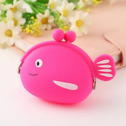 Coin Purse Cartoon Fish Animal Pouch Women Girls Small Wallet Soft Silicone Bag