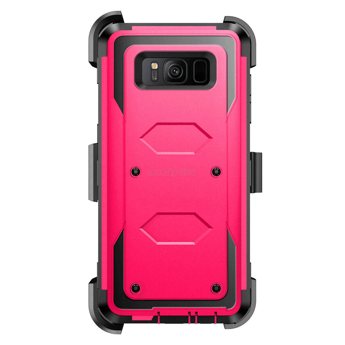 For Samsung Galaxy S8 Plus Hybrid Hard Case Cover+Clip /Tempered Glass Protector