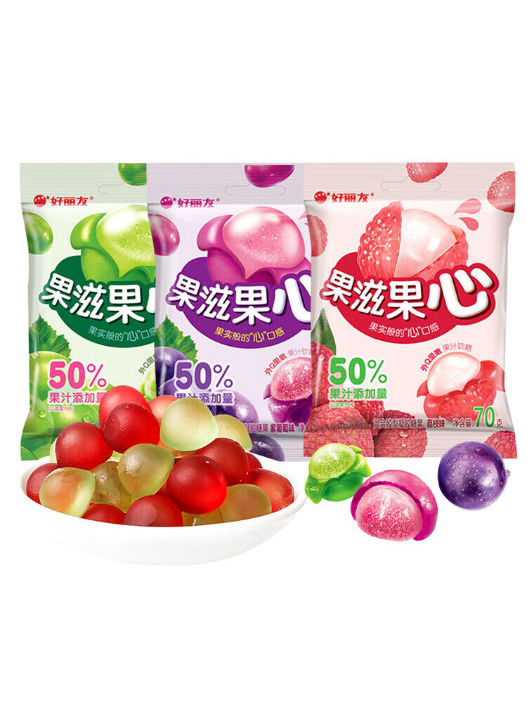 好丽友果滋果心软糖儿童qq糖果休闲食品holliyou Fruit Heart Jelly Kids Qq Candy Snack Food