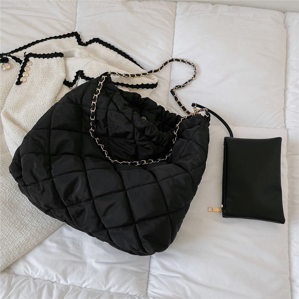 Cotton Padded Large Chain Shoulder Bags Quilted Nylon Shopper Hobo Handbags 1 PC