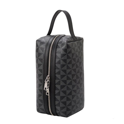 Synthetic Leather Cosmetic Handbag Brown/Black Travel Clutch Portable Makeup Bag