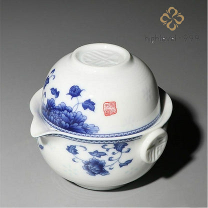 4"Chinese portable ceramic tea set Kung Fu tea cup travel tea set a pot cup